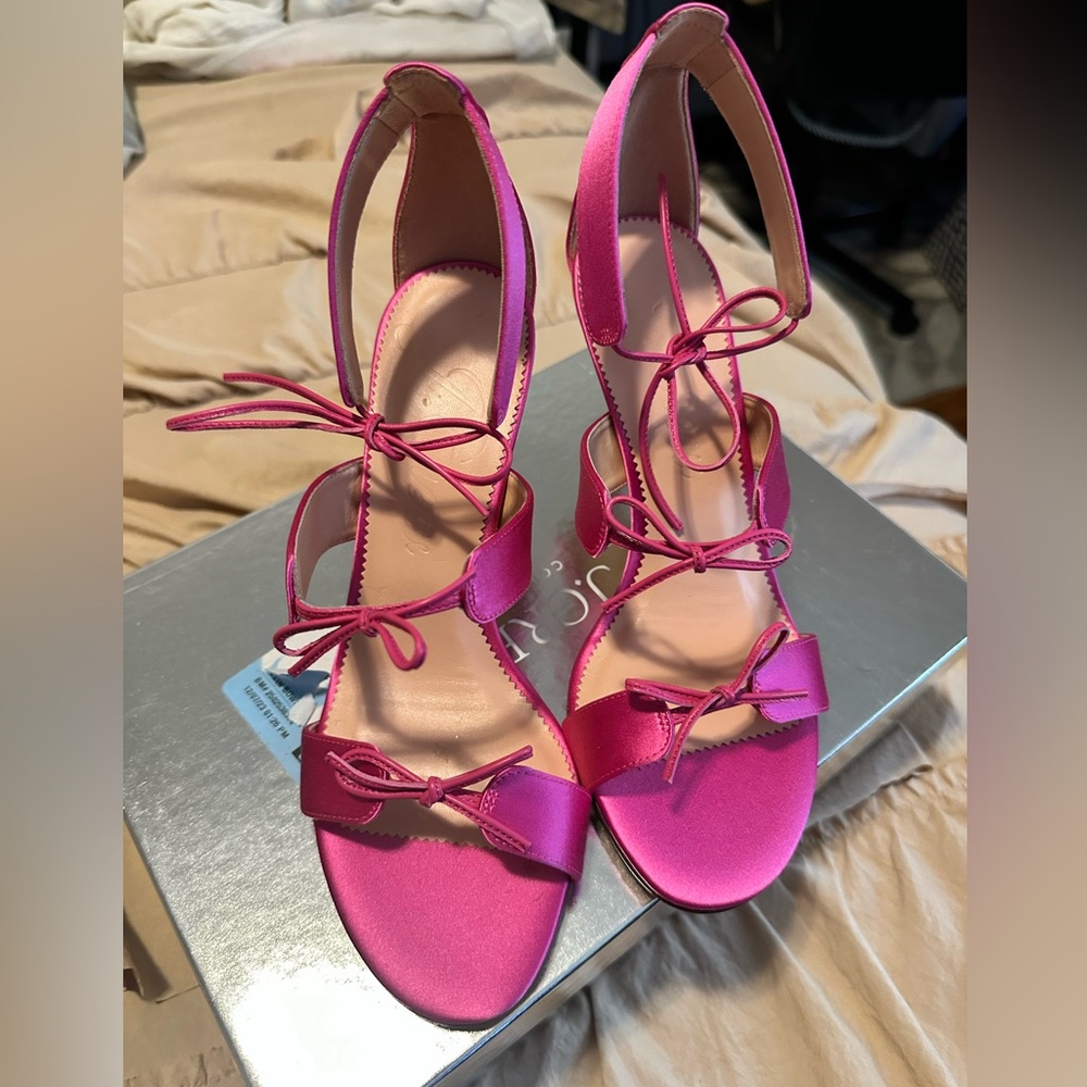JCREW Pink Satin Party Heels!  Brand New!